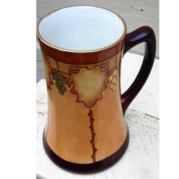 J.P. Limoges France Hand-Painted Grape Porcelain Mug with...